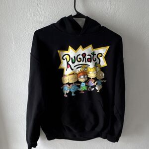 Nickelodeon Rugrats Graphic Print Fleece Hoodie Black Men's Size M Hooded